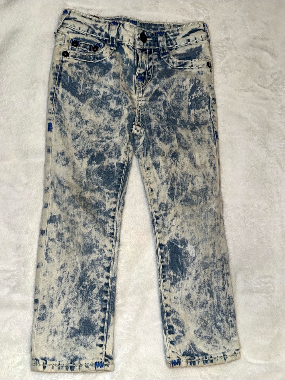 True Religion Kids Acid Bleach Wash Blue and White Jeans size 4 slim